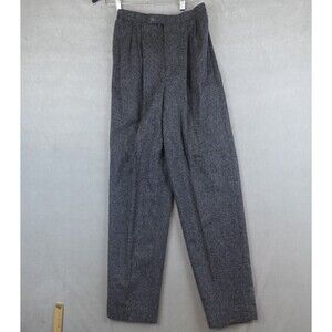 VTG LL Bean Pants Womens 8 Gray 100% Wool Pleated Lined Dress Slacks USA